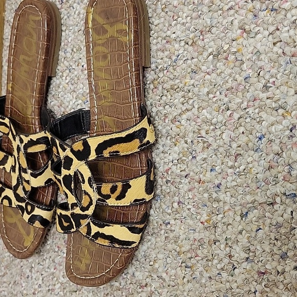 Sam Edelman, women's Leopard Print Slide Sandals Women's Sz 7.5 Leather - Picture 3 of 6